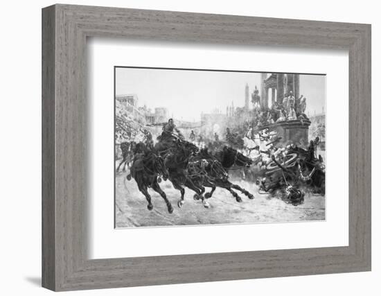 Illustration of a Roman Chariot Race-Bettmann-Framed Photographic Print