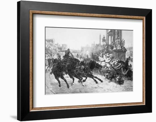 Illustration of a Roman Chariot Race-Bettmann-Framed Photographic Print