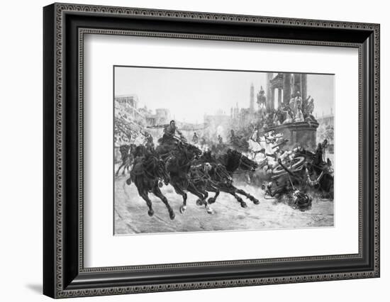Illustration of a Roman Chariot Race-Bettmann-Framed Photographic Print