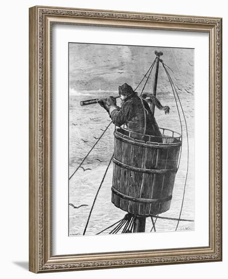 Illustration of a Sailor in Crows Nest-null-Framed Giclee Print