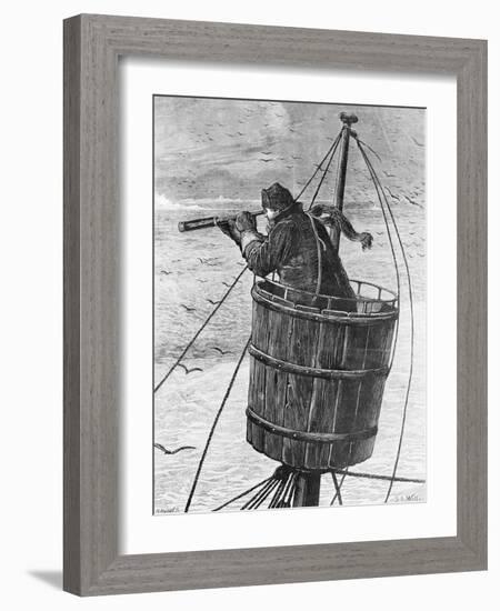 Illustration of a Sailor in Crows Nest-null-Framed Giclee Print