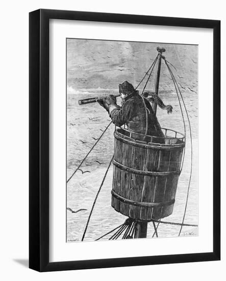 Illustration of a Sailor in Crows Nest-null-Framed Giclee Print