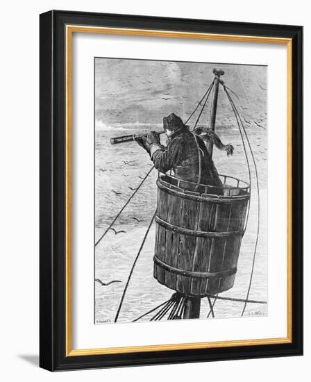 Illustration of a Sailor in Crows Nest-null-Framed Giclee Print