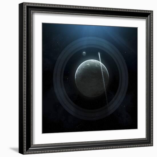 Illustration of a Simple Planet and its Ring System-Stocktrek Images-Framed Photographic Print