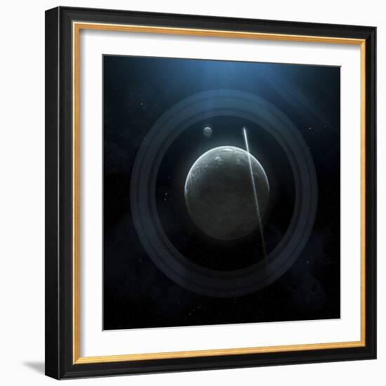 Illustration of a Simple Planet and its Ring System-Stocktrek Images-Framed Photographic Print