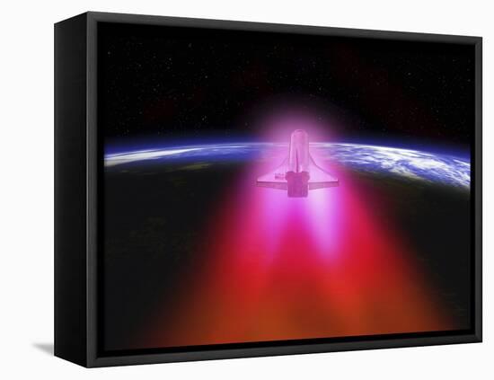 Illustration of a Space Shuttle Re-Entering the Earth's Atmosphere-Stocktrek Images-Framed Premier Image Canvas