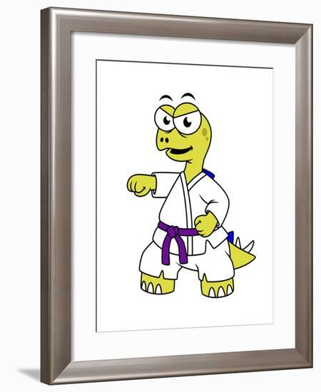 Illustration of a Stegosaurus Practicing Karate-Stocktrek Images-Framed Photographic Print