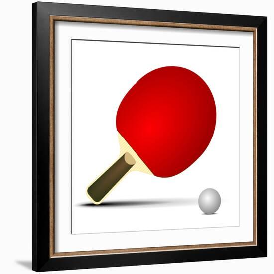 Illustration Of A Tabletennis Bat With Ball-unkreatives-Framed Art Print