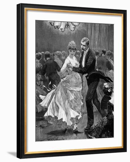 Illustration of a Victorian Era Couple Dancing at a Ball-null-Framed Photographic Print