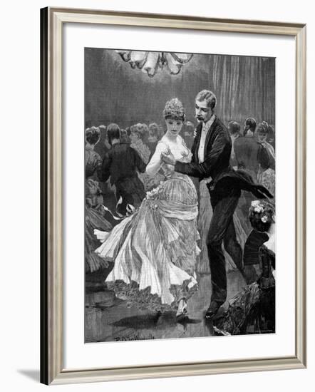 Illustration of a Victorian Era Couple Dancing at a Ball-null-Framed Photographic Print