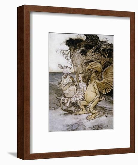 Illustration of Alice Sitting Down Next to Two Creatures by Arthur Rackham-Stapleton Collection-Framed Premium Giclee Print