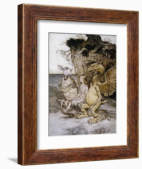 Illustration of Alice Sitting Down Next to Two Creatures by Arthur Rackham-Stapleton Collection-Framed Giclee Print