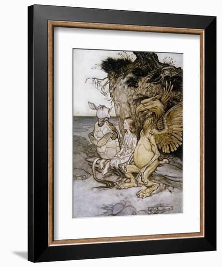 Illustration of Alice Sitting Down Next to Two Creatures by Arthur Rackham-Stapleton Collection-Framed Giclee Print