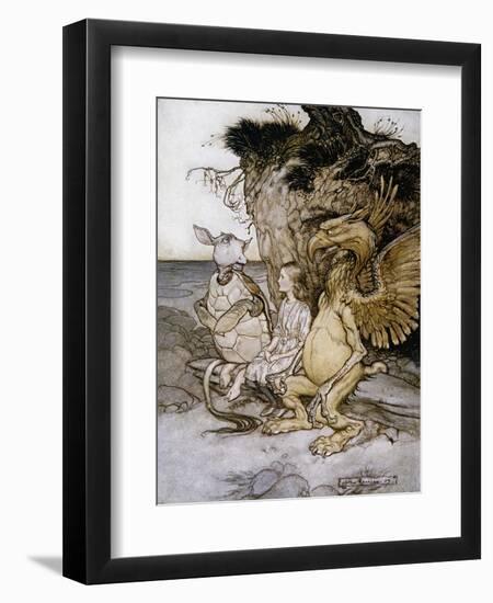 Illustration of Alice Sitting Down Next to Two Creatures by Arthur Rackham-Stapleton Collection-Framed Giclee Print