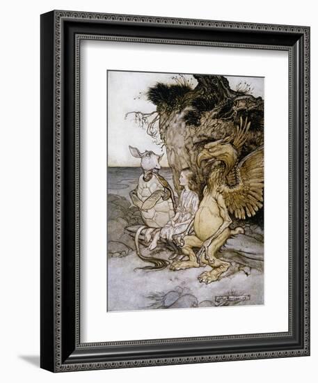 Illustration of Alice Sitting Down Next to Two Creatures by Arthur Rackham-Stapleton Collection-Framed Giclee Print