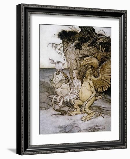 Illustration of Alice Sitting Down Next to Two Creatures by Arthur Rackham-Stapleton Collection-Framed Giclee Print