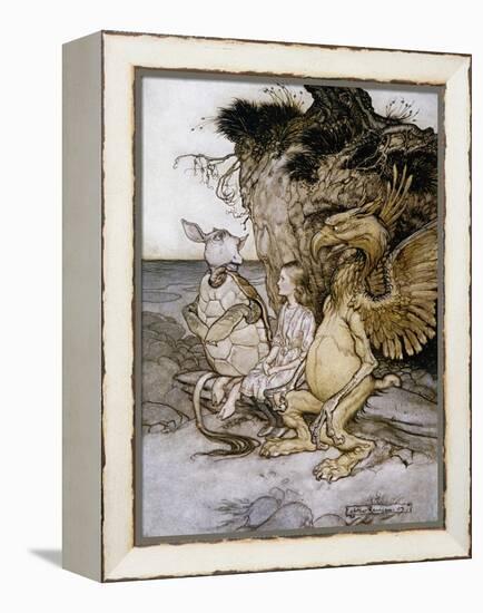 Illustration of Alice Sitting Down Next to Two Creatures by Arthur Rackham-Stapleton Collection-Framed Premier Image Canvas