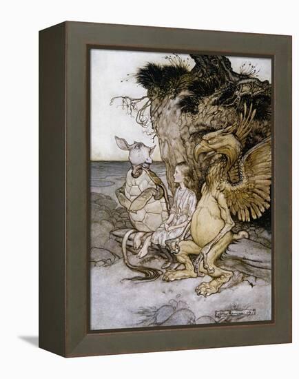 Illustration of Alice Sitting Down Next to Two Creatures by Arthur Rackham-Stapleton Collection-Framed Premier Image Canvas