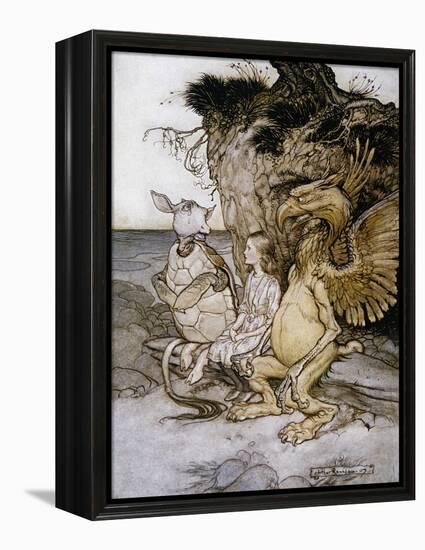 Illustration of Alice Sitting Down Next to Two Creatures by Arthur Rackham-Stapleton Collection-Framed Premier Image Canvas
