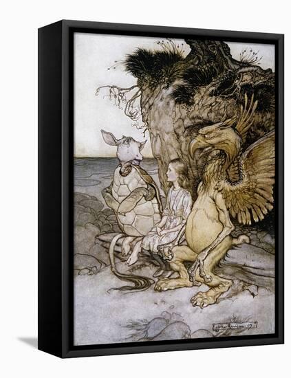 Illustration of Alice Sitting Down Next to Two Creatures by Arthur Rackham-Stapleton Collection-Framed Premier Image Canvas