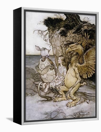 Illustration of Alice Sitting Down Next to Two Creatures by Arthur Rackham-Stapleton Collection-Framed Premier Image Canvas