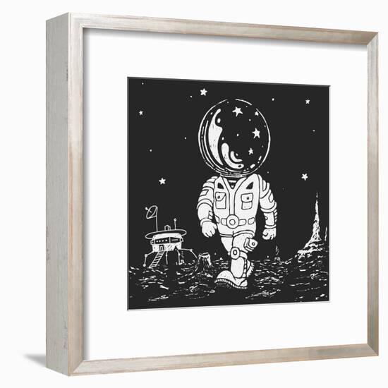 Illustration of an Astronaut Going on A Planet-JoeBakal-Framed Art Print