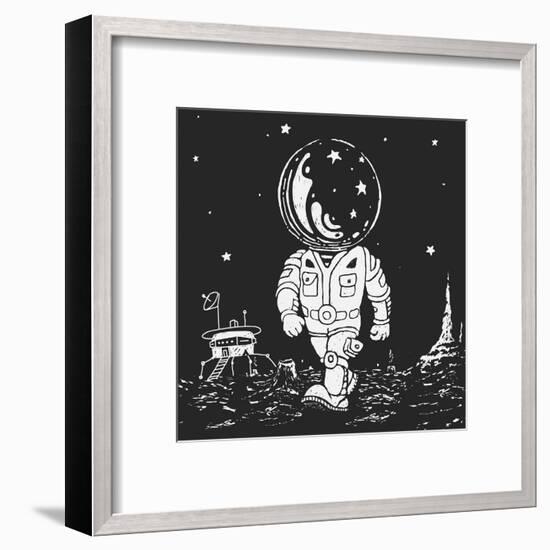 Illustration of an Astronaut Going on A Planet-JoeBakal-Framed Art Print