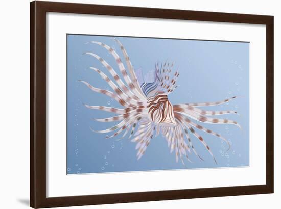 Illustration of an Exotic Lion Fish Swimming Underwater-Milovelen-Framed Art Print