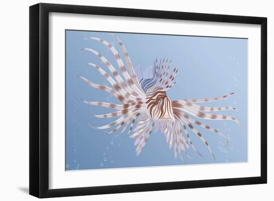 Illustration of an Exotic Lion Fish Swimming Underwater-Milovelen-Framed Art Print