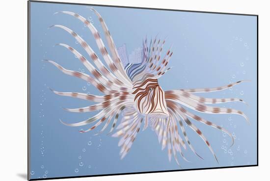 Illustration of an Exotic Lion Fish Swimming Underwater-Milovelen-Mounted Art Print