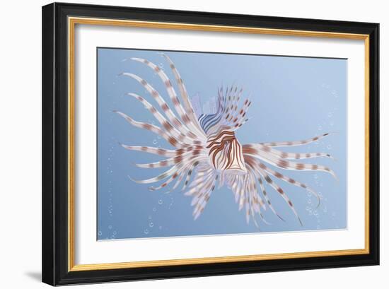 Illustration of an Exotic Lion Fish Swimming Underwater-Milovelen-Framed Art Print