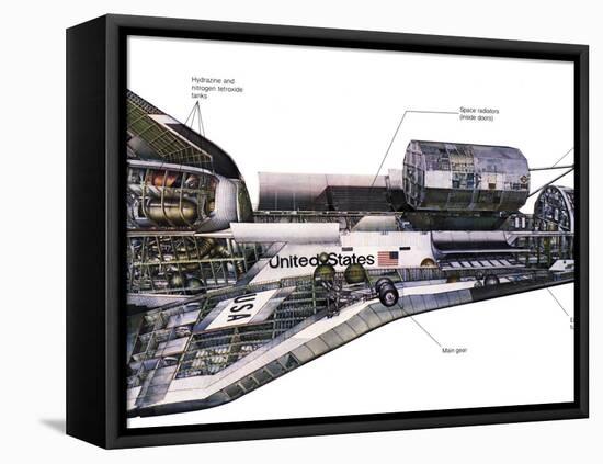 Illustration of An Orbiter Cutaway View of a Space Shuttle-Stocktrek Images-Framed Premier Image Canvas