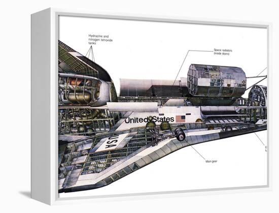 Illustration of An Orbiter Cutaway View of a Space Shuttle-Stocktrek Images-Framed Premier Image Canvas