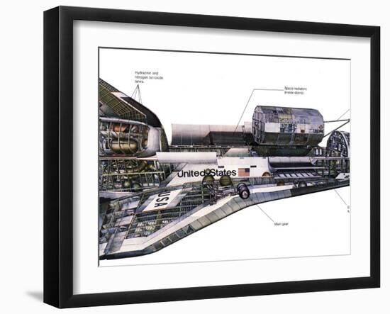 Illustration of An Orbiter Cutaway View of a Space Shuttle-Stocktrek Images-Framed Photographic Print