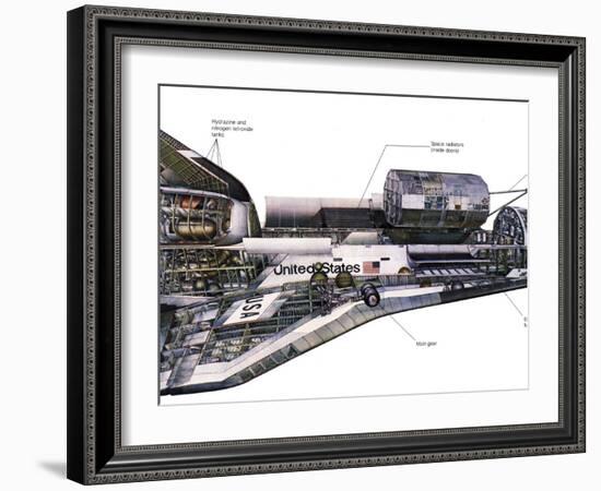 Illustration of An Orbiter Cutaway View of a Space Shuttle-Stocktrek Images-Framed Photographic Print