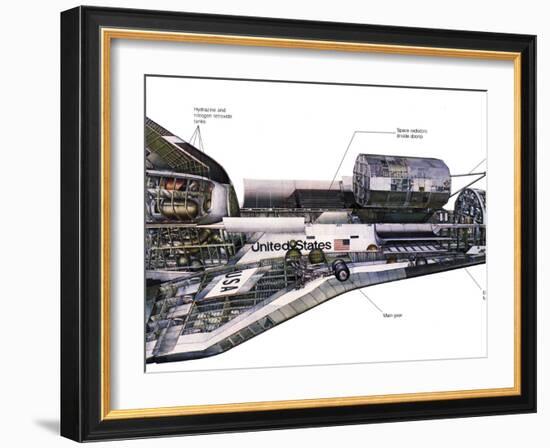 Illustration of An Orbiter Cutaway View of a Space Shuttle-Stocktrek Images-Framed Photographic Print