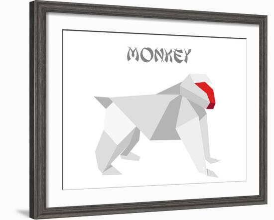 Illustration Of An Origami Monkey-unkreatives-Framed Art Print