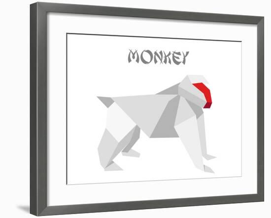 Illustration Of An Origami Monkey-unkreatives-Framed Art Print