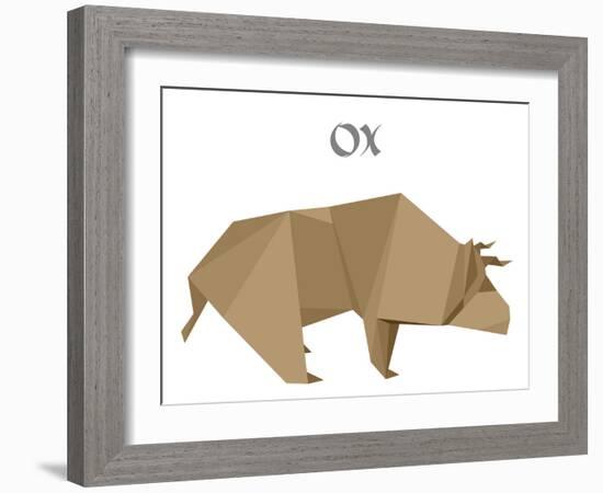 Illustration Of An Origami Ox-unkreatives-Framed Art Print