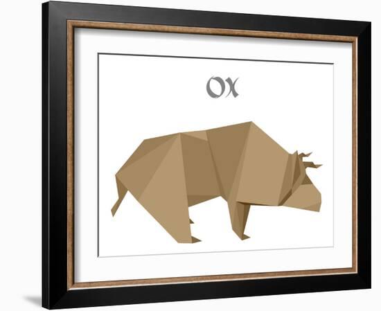 Illustration Of An Origami Ox-unkreatives-Framed Art Print