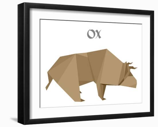 Illustration Of An Origami Ox-unkreatives-Framed Art Print