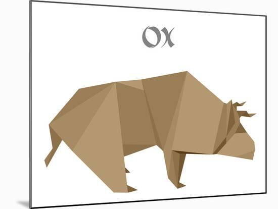 Illustration Of An Origami Ox-unkreatives-Mounted Art Print