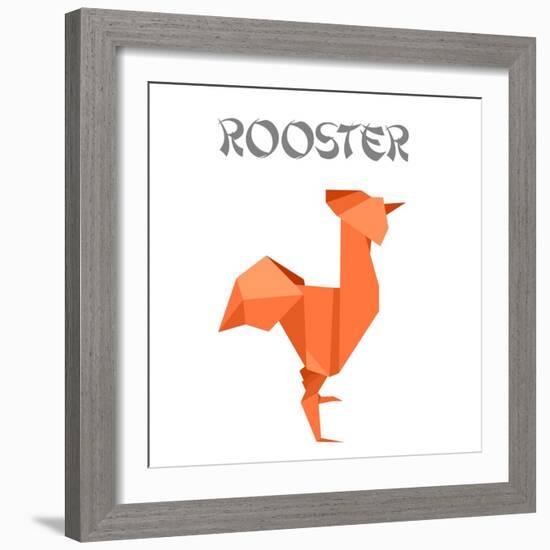 Illustration Of An Origami Rooster-unkreatives-Framed Art Print