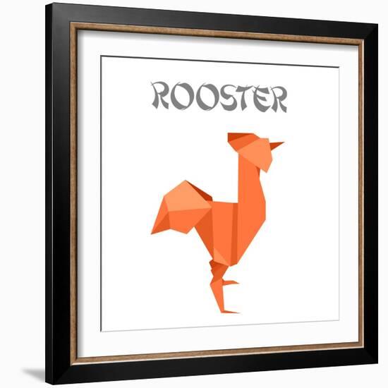 Illustration Of An Origami Rooster-unkreatives-Framed Art Print