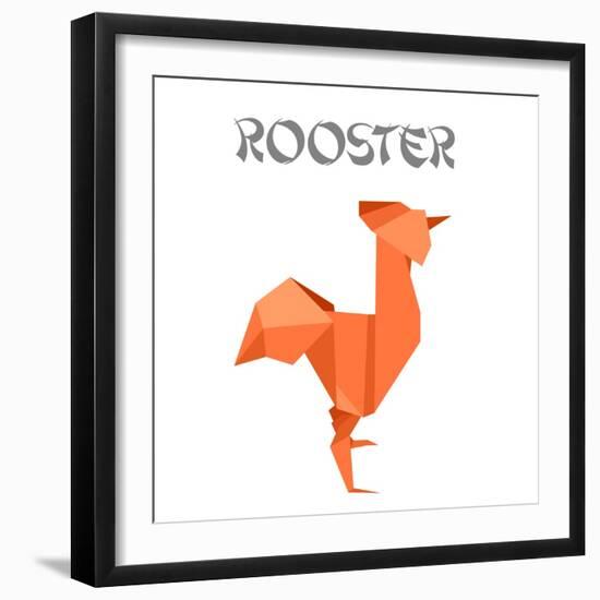 Illustration Of An Origami Rooster-unkreatives-Framed Art Print