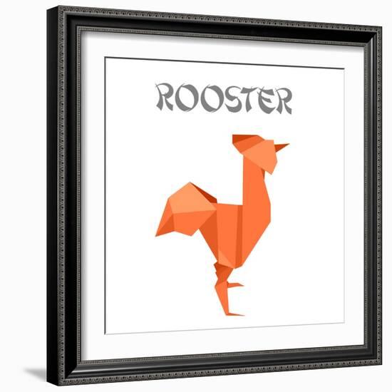 Illustration Of An Origami Rooster-unkreatives-Framed Art Print