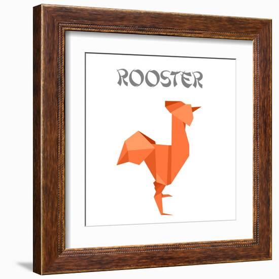 Illustration Of An Origami Rooster-unkreatives-Framed Art Print