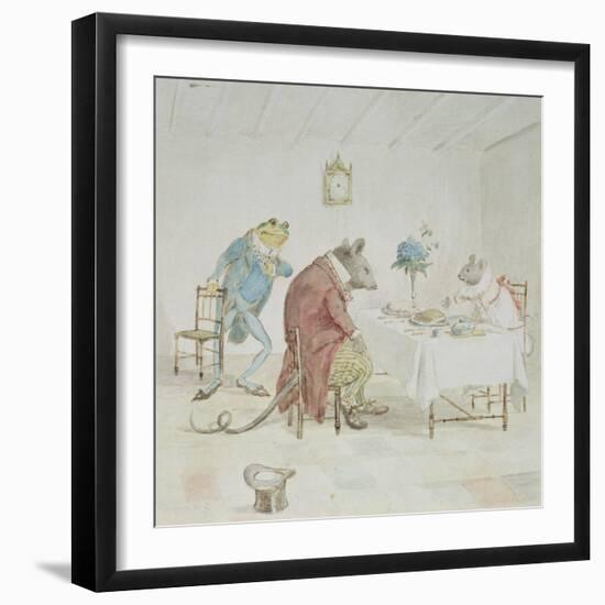 Illustration of Animals' Tea Party-Randolph Caldecott-Framed Giclee Print