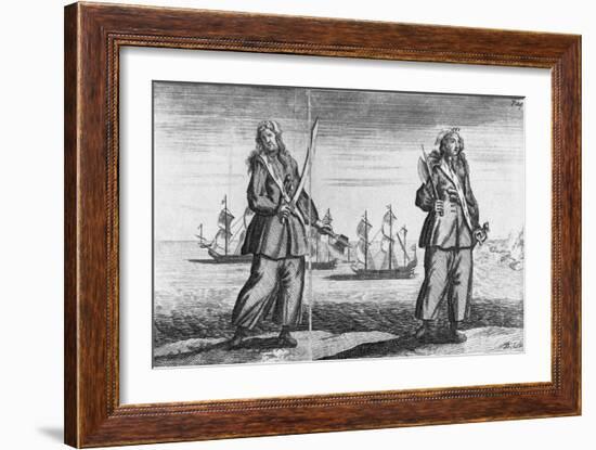 Illustration of Ann Bonney and Mary Read Dressed as Pirates-null-Framed Giclee Print