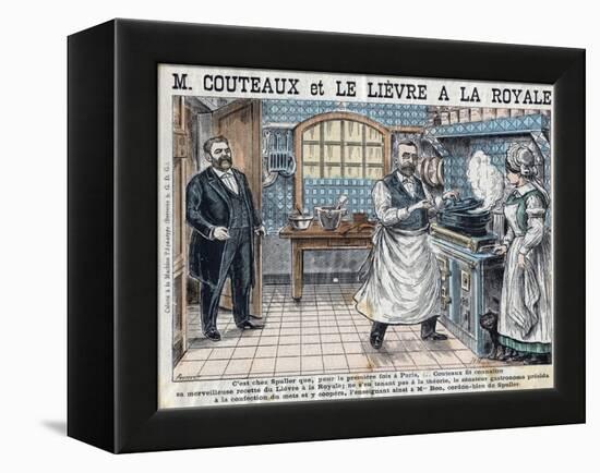 Illustration of Aristide Couteaux Cooking Lievre a La Royale-Stefano Bianchetti-Framed Premier Image Canvas